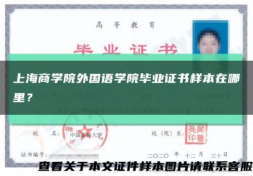 上海商学院外国语学院毕业证书样本在哪里？缩略图