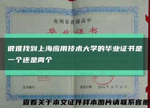 很难找到上海应用技术大学的毕业证书是一个还是两个缩略图
