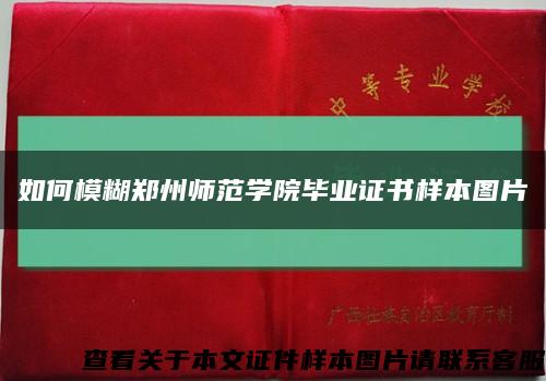 如何模糊郑州师范学院毕业证书样本图片缩略图