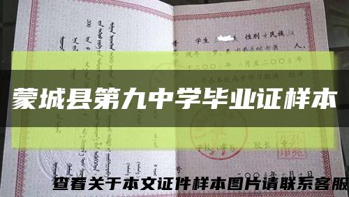 蒙城县第九中学毕业证样本缩略图