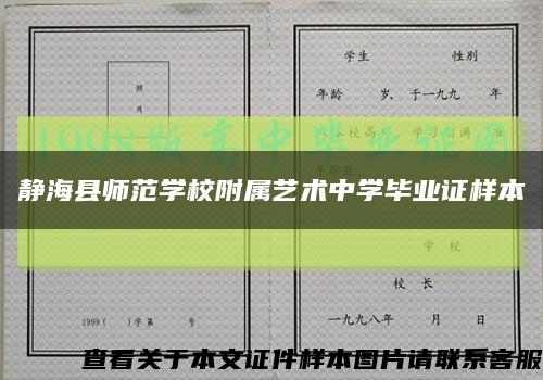 静海县师范学校附属艺术中学毕业证样本缩略图