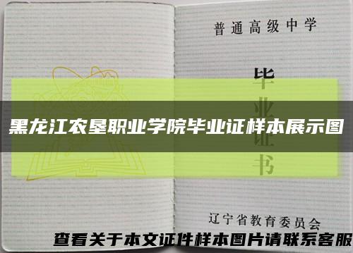 黑龙江农垦职业学院毕业证样本展示图缩略图