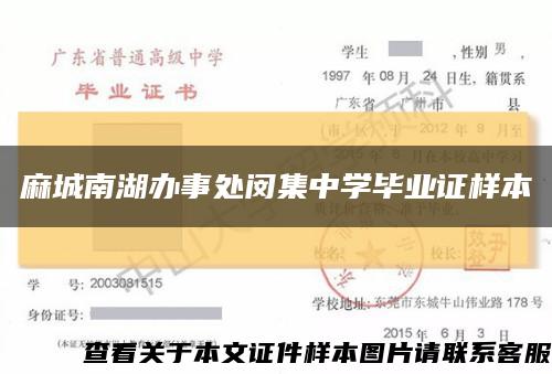 麻城南湖办事处闵集中学毕业证样本缩略图
