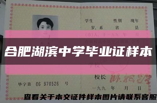 合肥湖滨中学毕业证样本缩略图