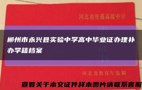 郴州市永兴县实验中学高中毕业证办理补办学籍档案缩略图