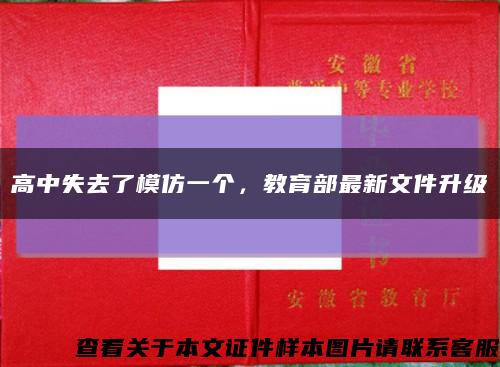 高中失去了模仿一个，教育部最新文件升级缩略图