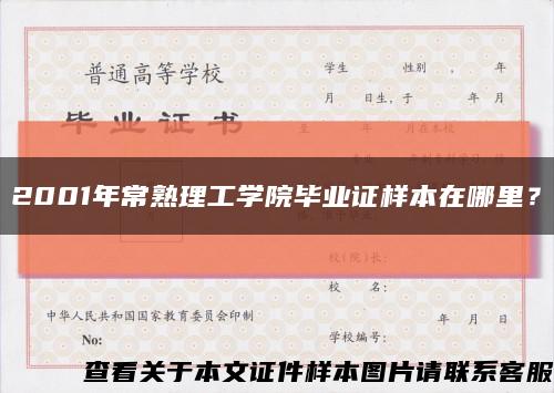 2001年常熟理工学院毕业证样本在哪里？缩略图