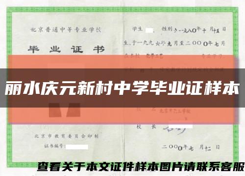 丽水庆元新村中学毕业证样本缩略图
