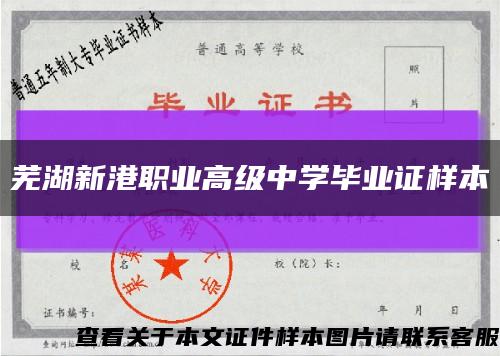 芜湖新港职业高级中学毕业证样本缩略图