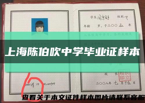 上海陈伯吹中学毕业证样本缩略图