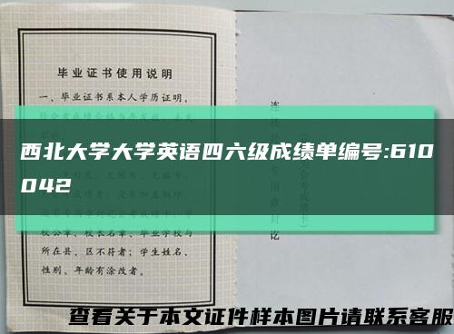 西北大学大学英语四六级成绩单编号:610042缩略图