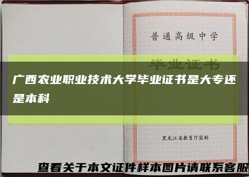 广西农业职业技术大学毕业证书是大专还是本科缩略图