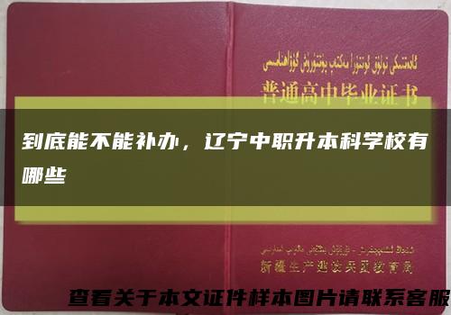 到底能不能补办，辽宁中职升本科学校有哪些缩略图