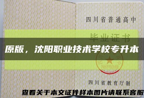 原版，沈阳职业技术学校专升本缩略图