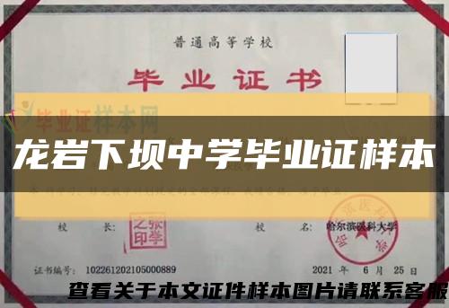 龙岩下坝中学毕业证样本缩略图