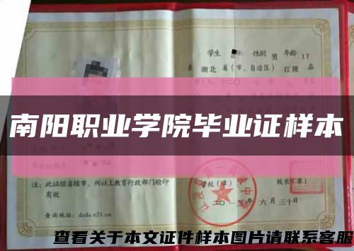 南阳职业学院毕业证样本缩略图