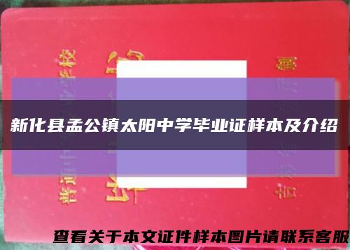 新化县孟公镇太阳中学毕业证样本及介绍缩略图