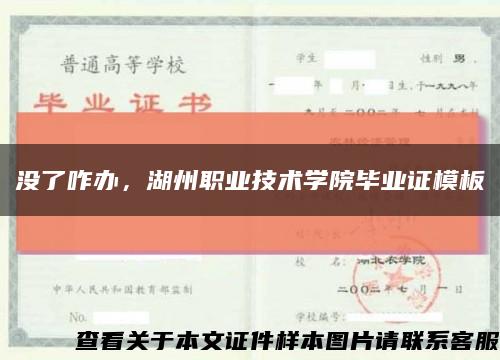 没了咋办，湖州职业技术学院毕业证模板缩略图