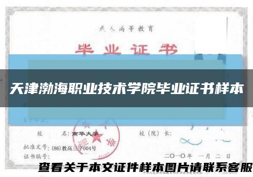 天津渤海职业技术学院毕业证书样本缩略图