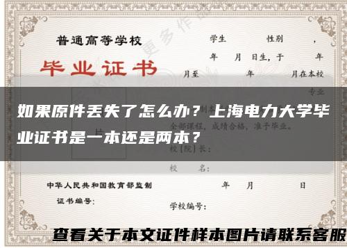 如果原件丢失了怎么办？上海电力大学毕业证书是一本还是两本？缩略图