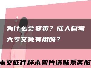 为什么会变黄？成人自考大专文凭有用吗？缩略图
