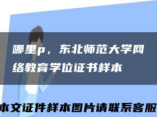 哪里p，东北师范大学网络教育学位证书样本缩略图