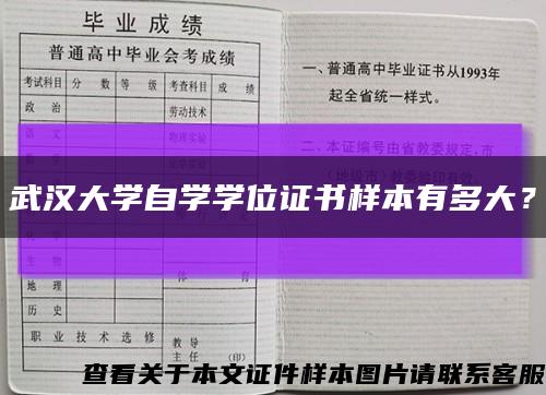 武汉大学自学学位证书样本有多大？缩略图