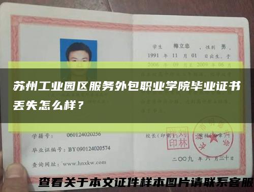 苏州工业园区服务外包职业学院毕业证书丢失怎么样？缩略图
