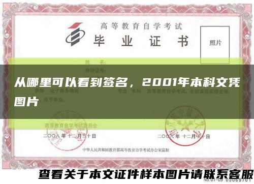 从哪里可以看到签名，2001年本科文凭图片缩略图