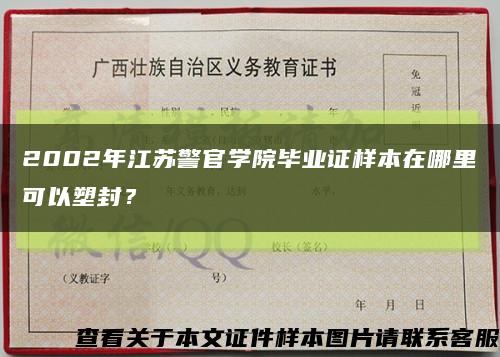 2002年江苏警官学院毕业证样本在哪里可以塑封？缩略图