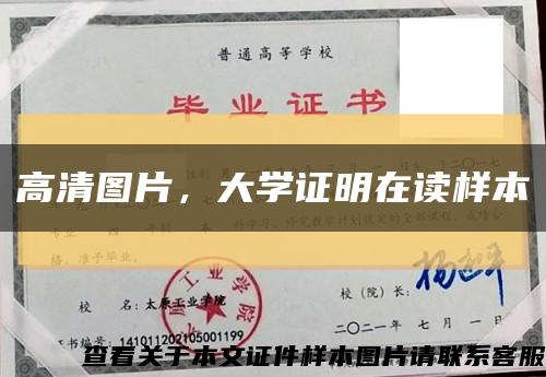 高清图片，大学证明在读样本缩略图