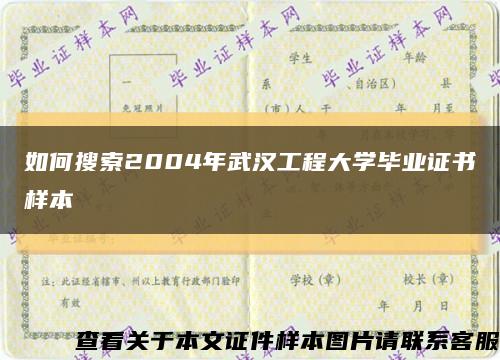 如何搜索2004年武汉工程大学毕业证书样本缩略图
