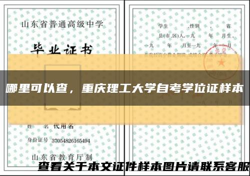 哪里可以查，重庆理工大学自考学位证样本缩略图