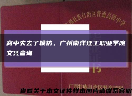 高中失去了模仿，广州南洋理工职业学院文凭查询缩略图