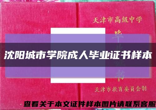 沈阳城市学院成人毕业证书样本缩略图
