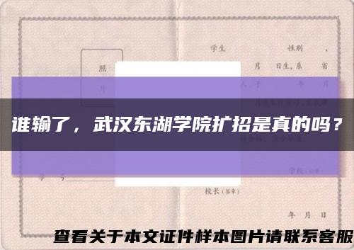 谁输了，武汉东湖学院扩招是真的吗？缩略图
