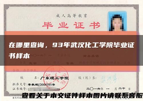 在哪里查询，93年武汉化工学院毕业证书样本缩略图