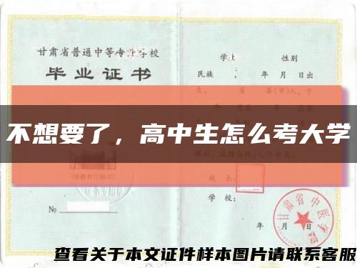 不想要了，高中生怎么考大学缩略图