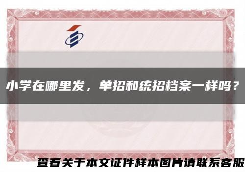 小学在哪里发，单招和统招档案一样吗？缩略图