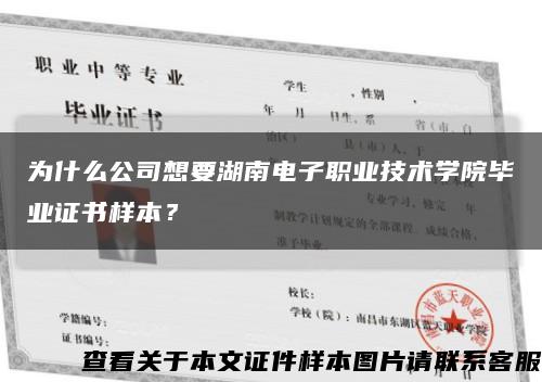 为什么公司想要湖南电子职业技术学院毕业证书样本？缩略图