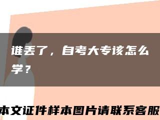 谁丢了，自考大专该怎么学？缩略图