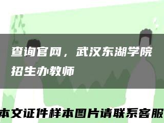 查询官网，武汉东湖学院招生办教师缩略图