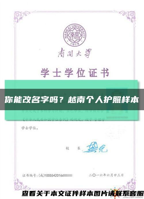 你能改名字吗？越南个人护照样本缩略图
