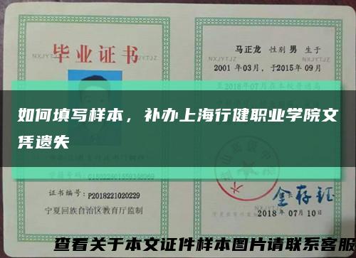 如何填写样本，补办上海行健职业学院文凭遗失缩略图