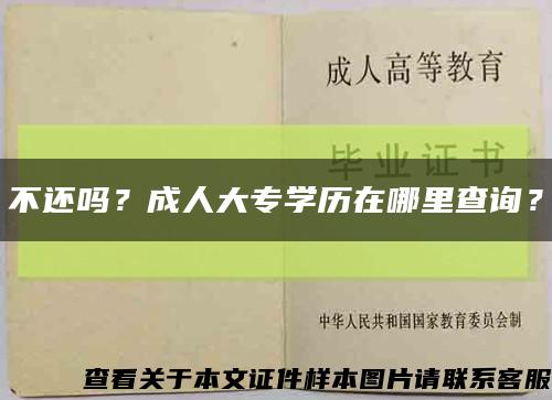 不还吗？成人大专学历在哪里查询？缩略图