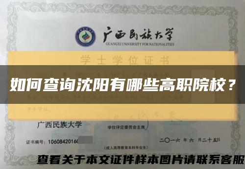如何查询沈阳有哪些高职院校？缩略图