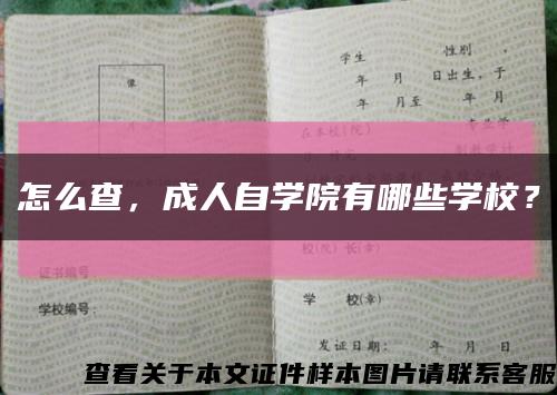 怎么查，成人自学院有哪些学校？缩略图