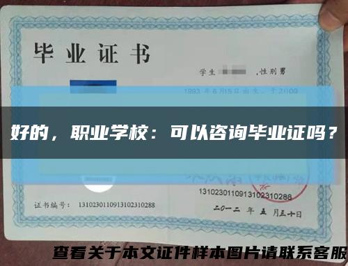 好的，职业学校：可以咨询毕业证吗？缩略图