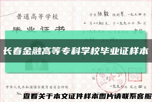 长春金融高等专科学校毕业证样本缩略图