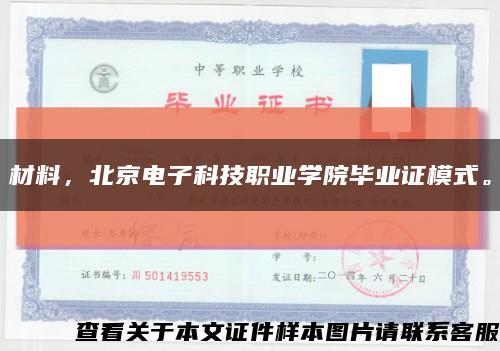 材料，北京电子科技职业学院毕业证模式。缩略图